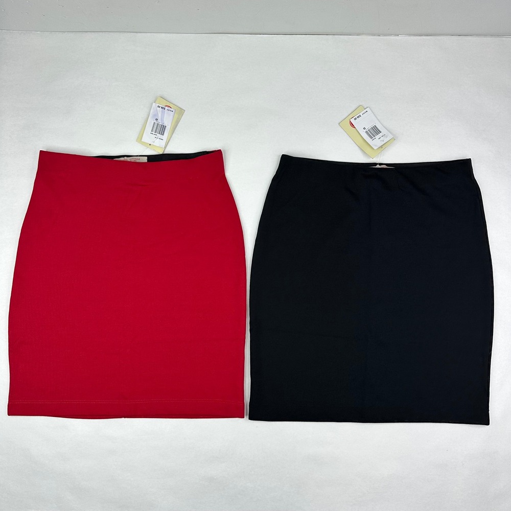 Casual Couture Womens Green Envelope Pencil Skirt Lot‎ of 2 Red Black Small NWT